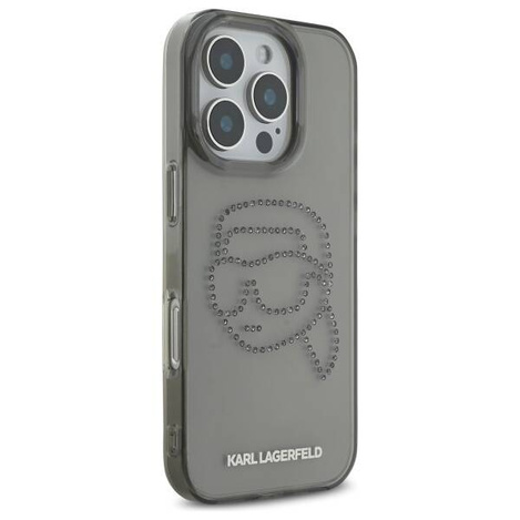 Original Case IPHONE 16 PRO MAX Karl Lagerfeld Hardcase IML Rhinestones Karl Head (KLHCP16XHKHDCELK) black