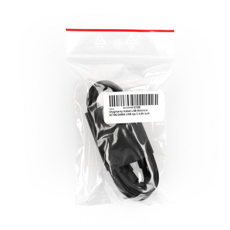 MOTOROLA oryginalny kabel Typ C do Typ C 6,5A SC18D24968 1 m czarny bulk