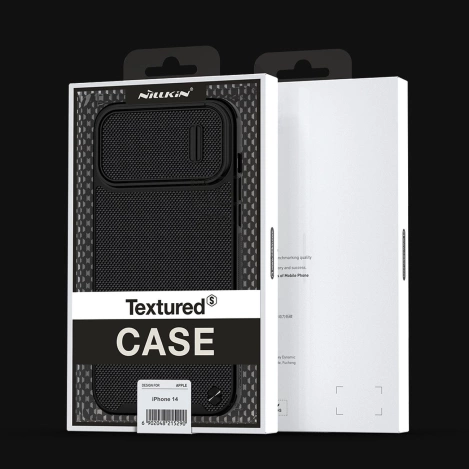 Nillkin Textured S Case für iPhone 14, gepanzerte Hülle mit Kameraabdeckung, grün