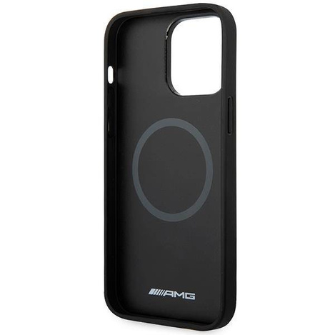 AMG nakładka do iPhone 14 Pro Max 6,7" AMHMP14XOSDBK czarna hard case Leather Curved Lines MagSafe