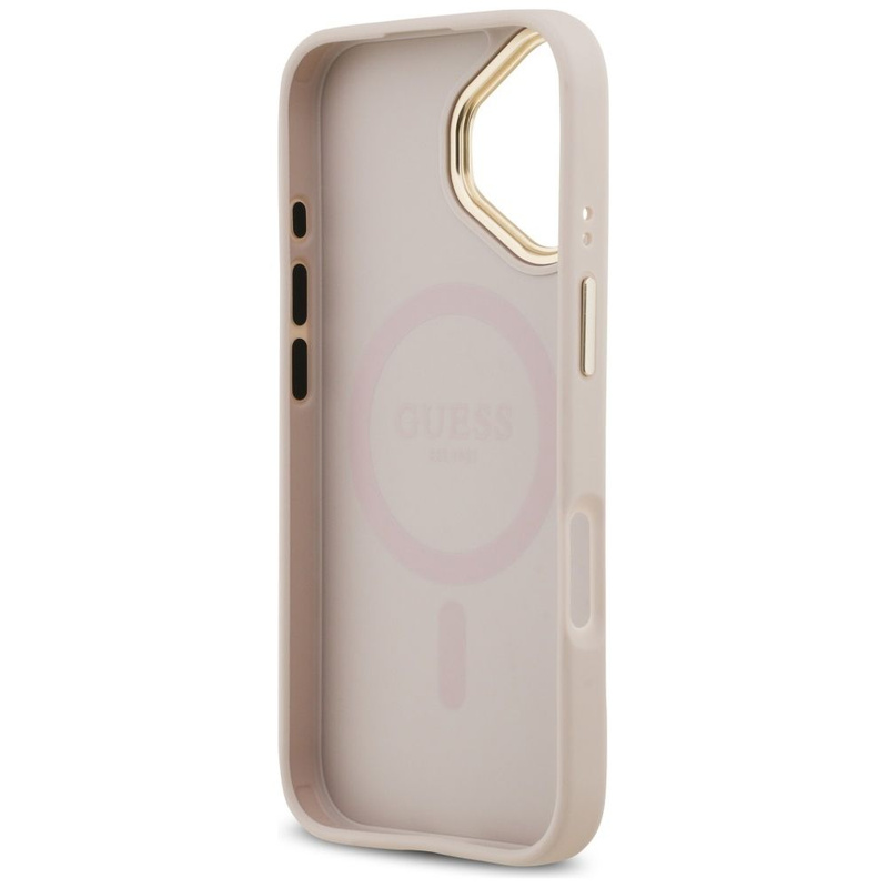 GUESS futerał do IPHONE 17 kompatybilny z MagSafe GUHMP17SPGCRMDEP (PU W/ Grained Strass Logo) różowy