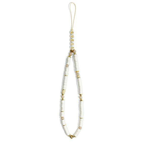 Guess zawieszka GUSTPEARW Phone Strap biały/white Heishi Beads