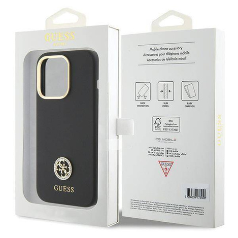 Oryginalne Etui APPLE IPHONE 15 PRO Guess Hardcase Silicone Logo Strass 4G (GUHCP15LM4DGPK) czarne