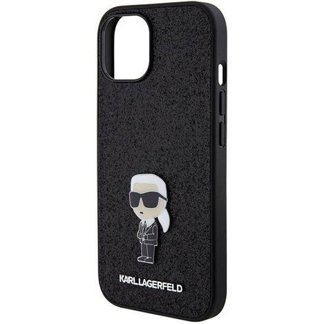 Etui Karl Lagerfeld Fixed Glitter Ikonik Logo Metal Pin do iPhone 15 - czarne