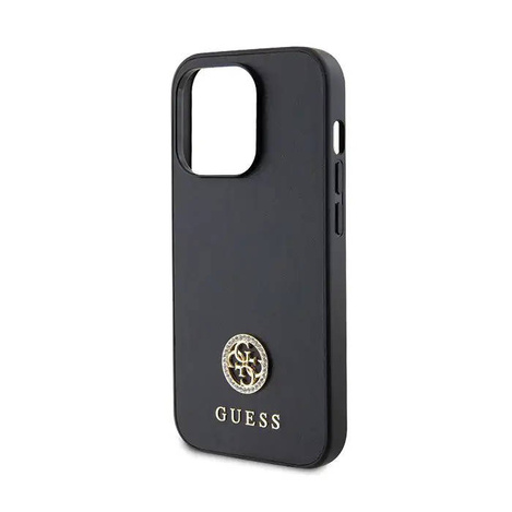 Original Handyhülle IPHONE 13 PRO Guess 4G Strass Metal Logo (GUHCP13LPS4DGPK) schwarz