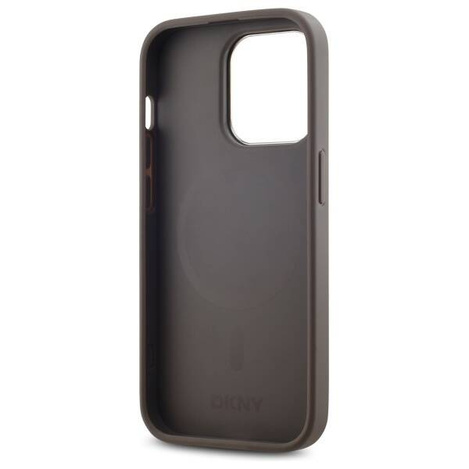 Original Handyhülle IPHONE 14 PRO DKNY Hardcase Leather Checkered Mono Pattern MagSafe (DKHMP14LPCPVSLE) beige