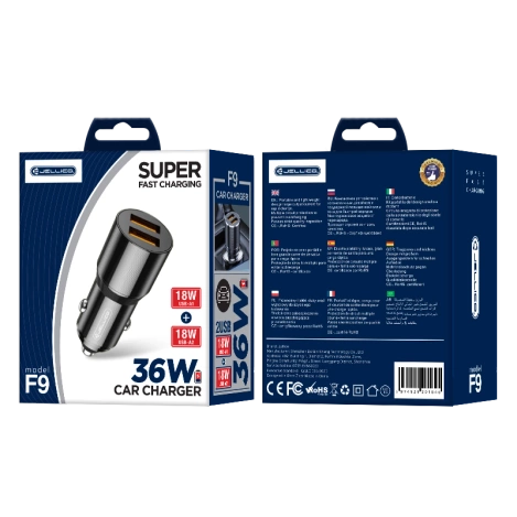 JELLICO ładowarka samochodowa F9 36W 2xUSB QC3.0 Czarny