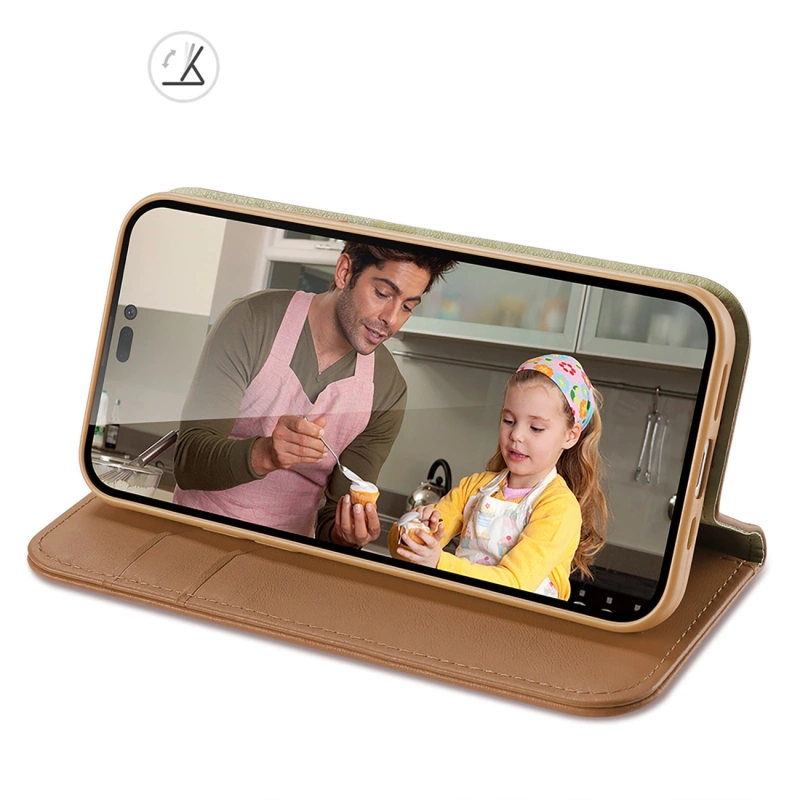 Dux Ducis Hivo echt Leder booktype case schutzhülle aufklappbare hülle für iPhone 14 Pro braun