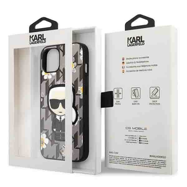 Original Case IPHONE 13 Karl Lagerfeld Flower Ikonik Karl (KLHCP13MPMNFIK1) gray