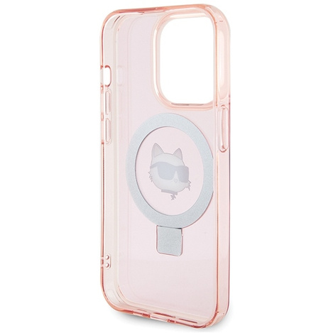 Karl Lagerfeld KLHMP15LHMRSCHP iPhone 15 Pro 6.1" pink/pink hardcase Ring Stand Choupette Head MagSafe