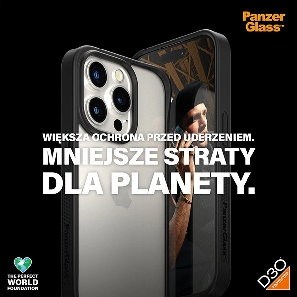 Militärzertifizierte PanzerGlass ClearCase iPhone 15 Pro Hülle – Transparent und Schwarz