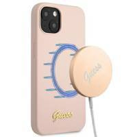 Guess GUHMP13MLSLMGLP iPhone 13 6.1 &quot;Hellrosa / Hellrosa Hardcase Silikonschrift Gold Logo Magsafe