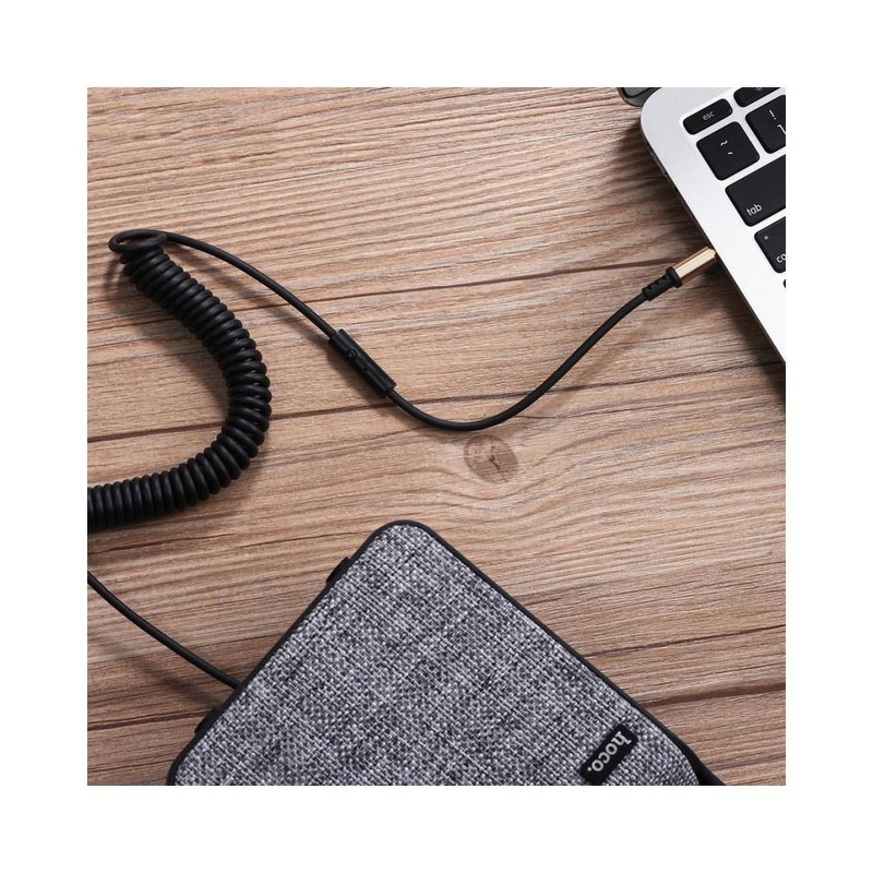 HOCO kabel AUX Audio Jack 3,5mm z mikrofonem Spring UPA02 czarny