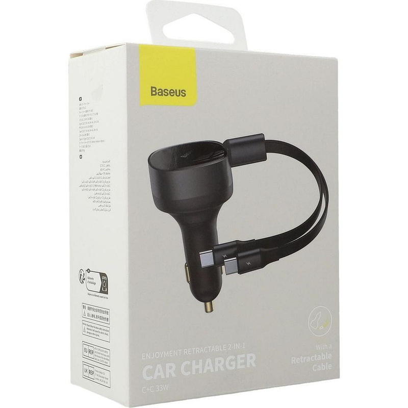 Ładowarka samochodowa 2w1 33W 2x USB C (męskie) Baseus Enjoyment - czarna
