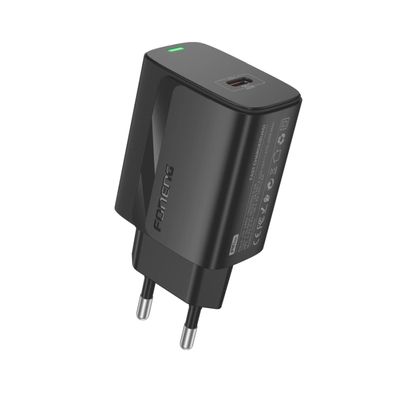 FONENG ładowarka sieciowa EU65 PD 20W 1xUSB-C + kabel USB-C - Lightning Czarny
