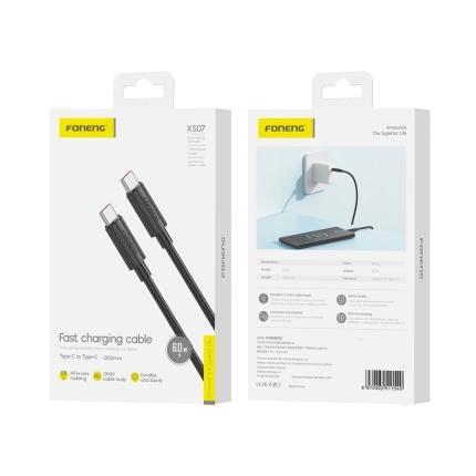 FONENG cable XS07 USB-C - USB-C PD 60W 1.2M Black