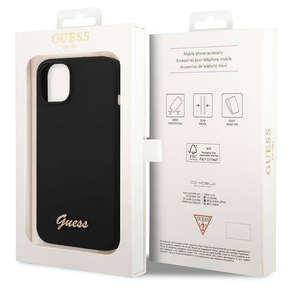 Guess GUHCP14MSLSMK iPhone 14 Plus 6.7 &quot;schwarz / schwarzes Hartschalenetui Silikon Vintage Gold Logo