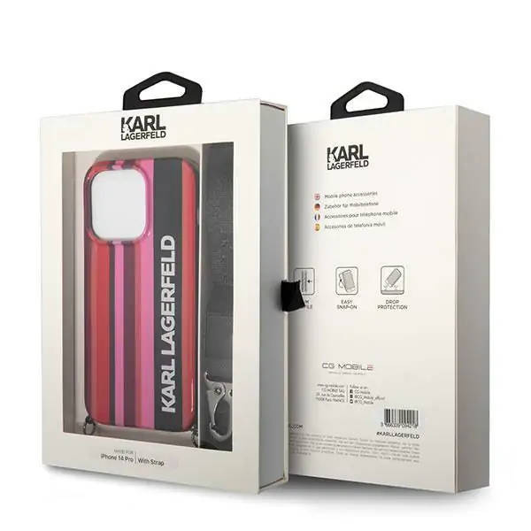 Karl Lagerfeld KLHCP14XSTSTP iPhone 14 Pro Max 6,7 &quot;Hardcase Pink / Pink Color Stripes Strap