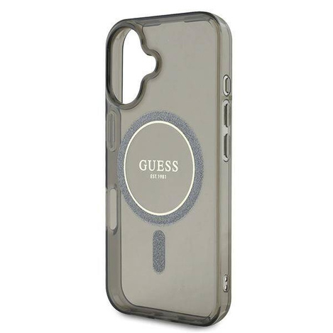 Original Case IPHONE 16 Guess Hardcase IML Glitter Circle MagSafe (GUHMP16SHFGEREK) black