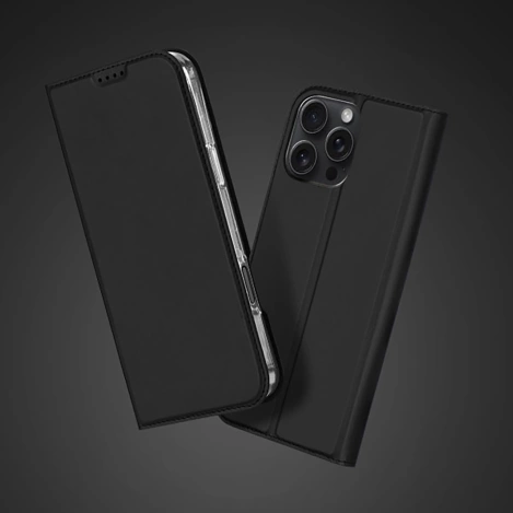 Etui Dux Ducis Skin Pro na iPhone 16 Pro z klapką i miejscem na kartę - czarne