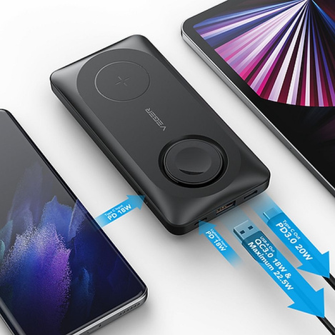 Bateria zewnętrzna (Powerbank) VEGER MagMulti - 10 000mAh LCD Quick Charge kompatybilny z MagSafe + ładuje Apple Watch PD 22,5W (W1156)
