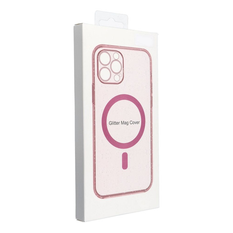 Futerał CLEAR MAG COVER z ochroną aparatu kompatybilny z MagSafe do IPHONE 16 pink glitter