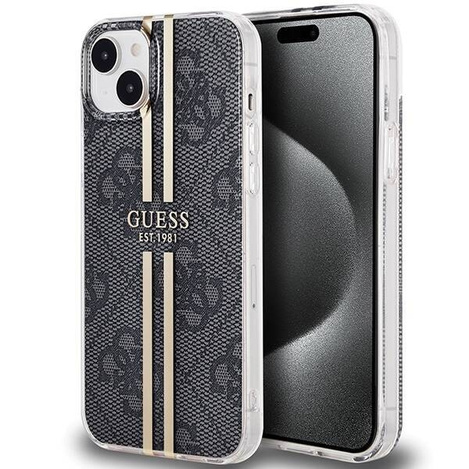 Oryginalne Etui GUESS Hardcase GUHCP15MH4PSEGK do iPhone 15 Plus (4G Gold Stripe / czarny)