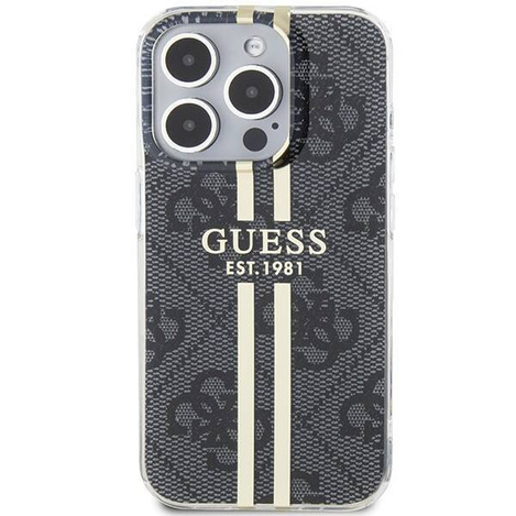 Oryginalne Etui GUESS Hardcase GUHCP15LH4PSEGK do iPhone 15 Pro (4G Gold  Stripe / czarny)