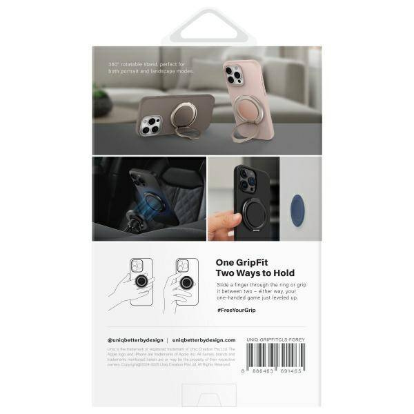 UNIQ Gripfit 360 Magnetic Mount&Kickstand Uchwyt Magnetyczny szary/flint grey