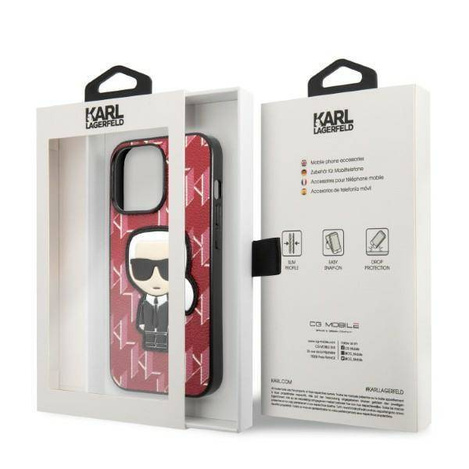 Original Case IPHONE 13 PRO Karl Lagerfeld Hardcase Monogram Ikonik Patch red