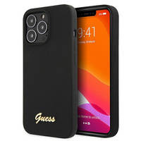 Guess GUHMP13XLSLMGBK iPhone 13 Pro Max 6,7 "schwarz / schwarz Hardcase Silikonschrift Gold Logo