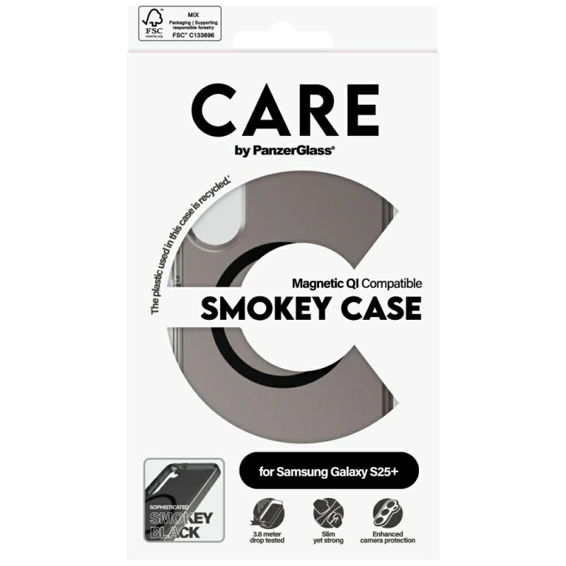 Etui CARE by PanzerGlass Flagship Urban Combat Black QI do Samsung Galaxy S25+ - półprzezroczysty dymny