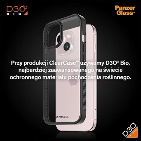 Etui PanzerGlass ClearCase na iPhone 15 z certyfikatem Military Grade - przezroczysto-czarne