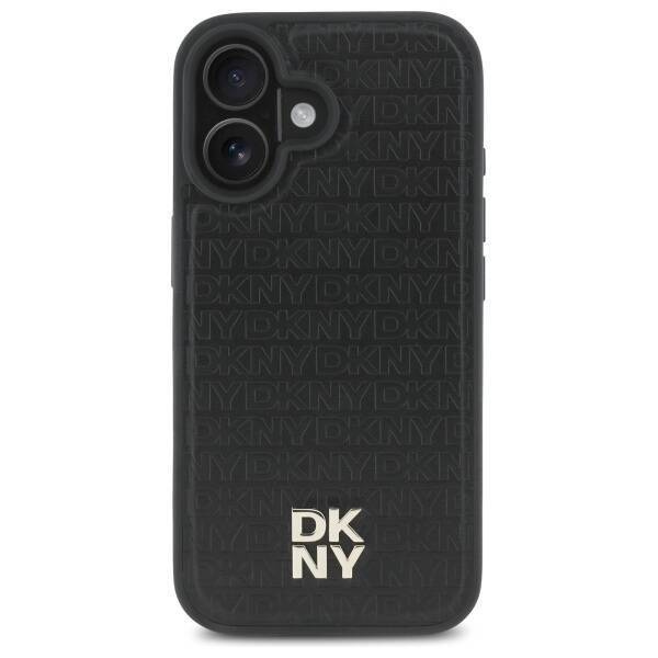 Original Case IPHONE 16 DKNY Hardcase Repeat Pattern Stack Logo MagSafe (DKHMP16SPSHRPSK) black