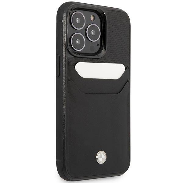 Original Handyhülle IPHONE 14 PRO MAX BMW Leather Card Slot (BMHCP14X22RSEPK) schwarz
