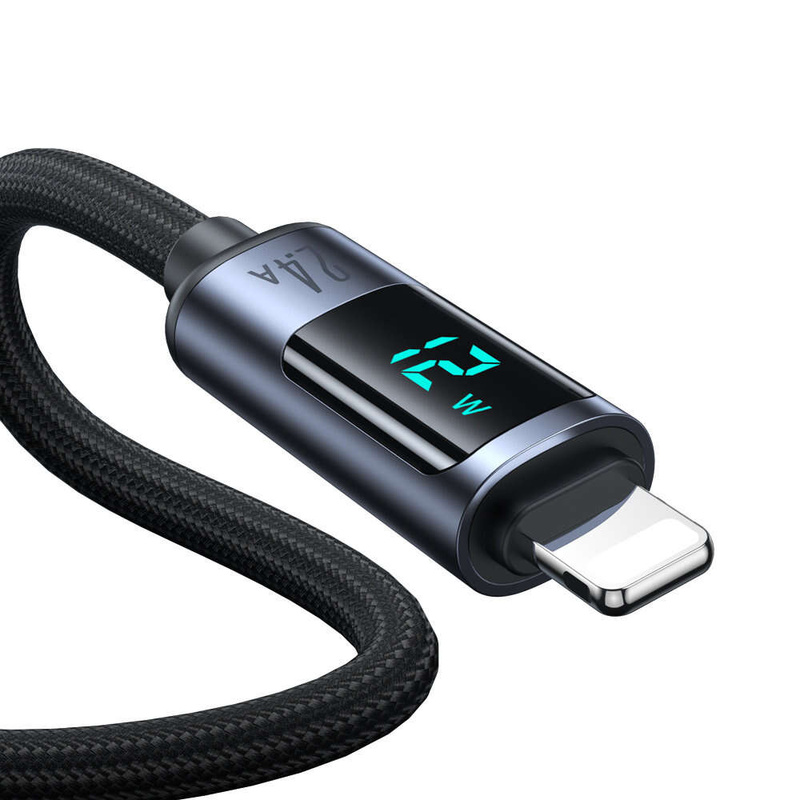 Lightning cable - USB A 2.4A 1.2m with LED display Joyroom S-AL012A16 - black