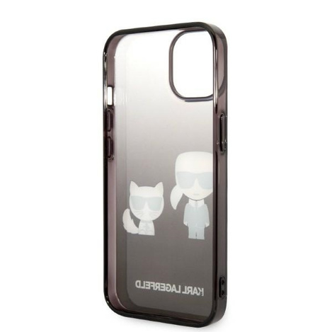 Original Handyhülle IPHONE 14 PLUS Karl Lagerfeld Hardcase Gradient Ikonik Karl & Choupette (KLHCP14MTGKCK) schwarz