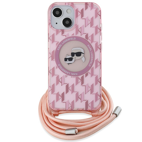 Karl Lagerfeld KLHMP15SHCKCKLCP iPhone 15 / 14 / 13 6.1" różowy/pink hardcase IML Crossbody Monogram Karl & Choupette Head MagSafe