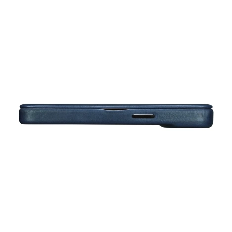 iCarer CE Oil Wax Premium Leather Folio Case iPhone 14 Plus magnetische Klapphülle MagSafe blau (AKI14220707-BU)
