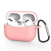 Case for AirPods Pro soft silicone earphones cover + clip hook pink (case D)
