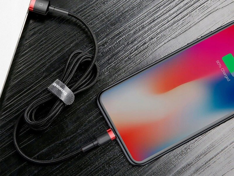 Baseus Cafule Cable - Kabel połączeniowy USB do Lightning, 2.4 A, 1 m (czerwony/czarny)