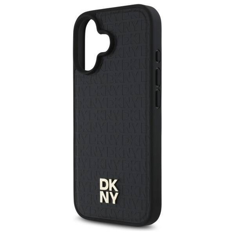 Original Handyhülle IPHONE 16 DKNY Hardcase Repeat Pattern Stack Logo MagSafe (DKHMP16SPSHRPSK) schwarz