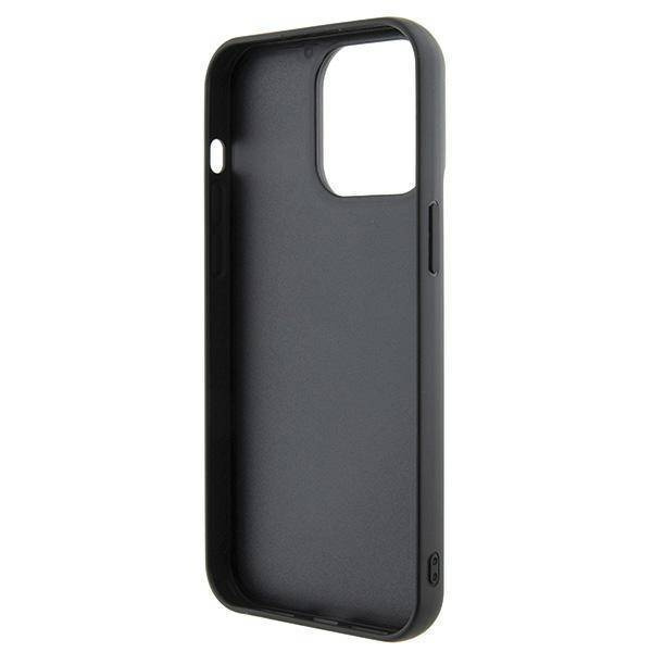 Guess Pailletten-Schriftzug-Metallgehäuse für iPhone 15 Pro Max – Schwarz