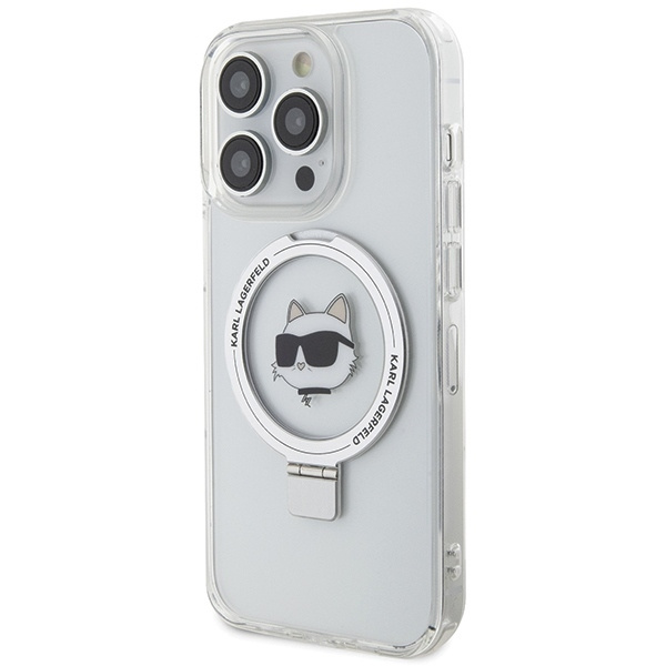 Karl Lagerfeld KLHMP15XHMRSCHH iPhone 15 Pro Max 6,7&quot; weiß/weiß Hardcase Ring Stand Choupette Head MagSafe
