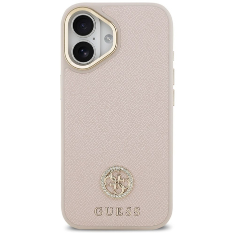 GUESS futerał do IPHONE 17 kompatybilny z MagSafe GUHMP17SPGCRMDEP (PU W/ Grained Strass Logo) różowy