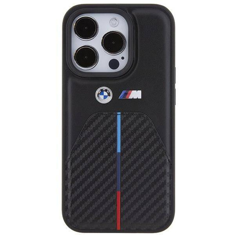 Etui BMW Stamped Tricolor Stripe na iPhone 15 Pro - czarne