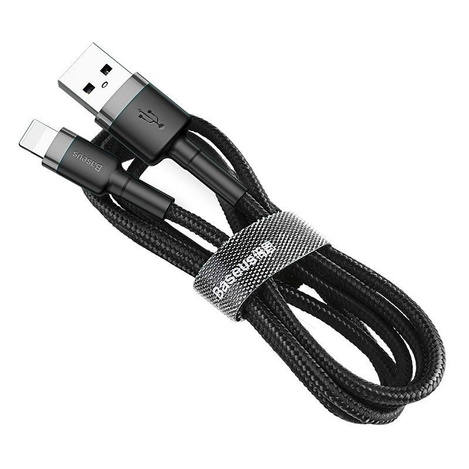 Baseus Kabel nylonowy Lightning iPhone 2A 3M QC 3.0 Szybkie ładowanie Cafule szary+czarny CALKLF-RG1