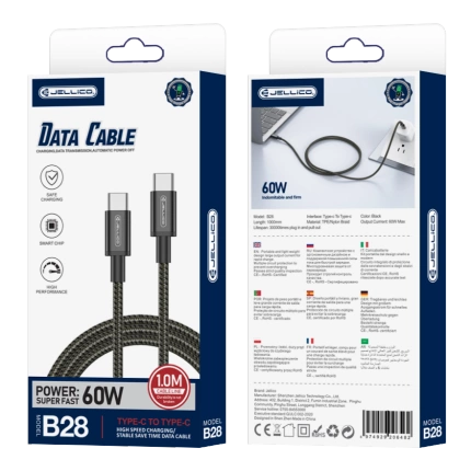 JELLICO Kabel B28 USB-C - USB-C PD 60W 1M schwarz