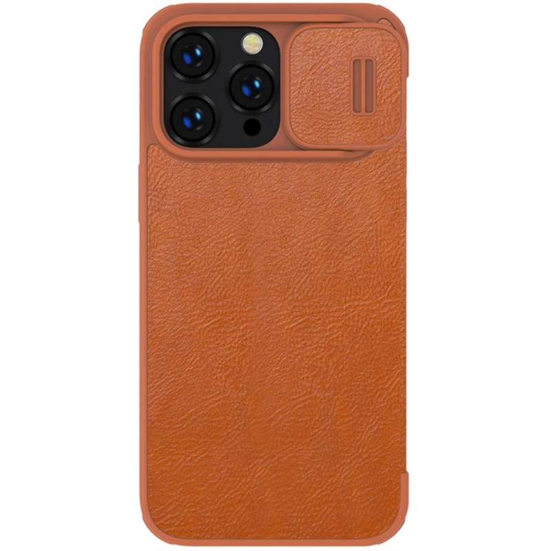 Nillkin Qin Leder Pro Hülle iPhone 14 Pro Max Kamera Cover Holster Cover Flip Case Braun