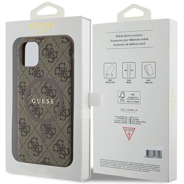 Oryginalne Etui GUESS Hardcase GUHMN61G4GFRW do iPhone 11 (Kompatybilny z Magsafe / 4G Ring classic logo / brązowy)